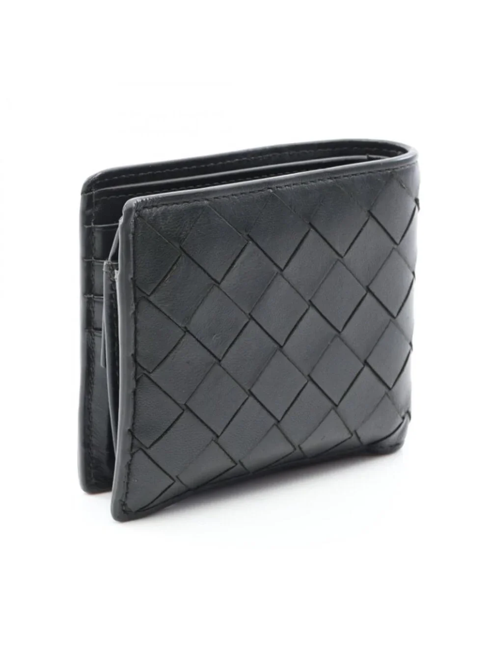 Bottega Veneta Bifold Wallet Intrecciato Black Leather